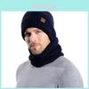 Conjunto de Gorro de Inverno Tricotado e Cachecol com Forro de Fleece para Uso ao Ar Livre em Clima Frio
