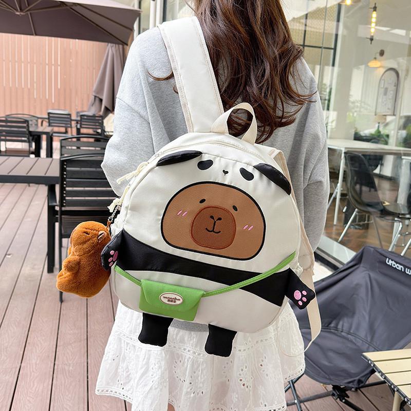 Cartoon Cute Capybara Water Pig Backpack Girl Children Durable Polyester Bags