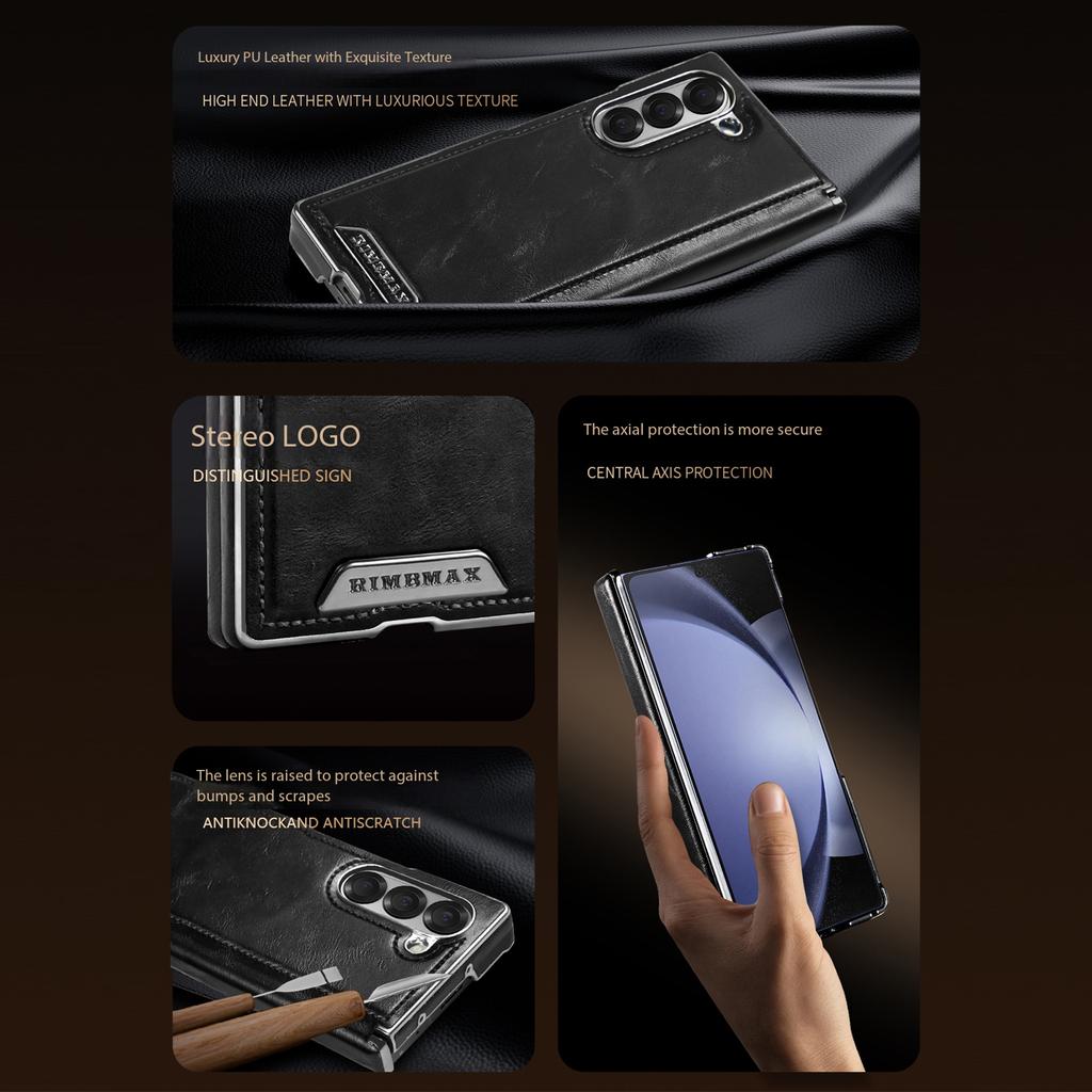 Capa de Telefone de Couro Magnética de Luxo para Negócios para Samsung Galaxy Z Fold 7 6 5 Proteção do Eixo Central à Prova de Choque Para Capa Magsafe