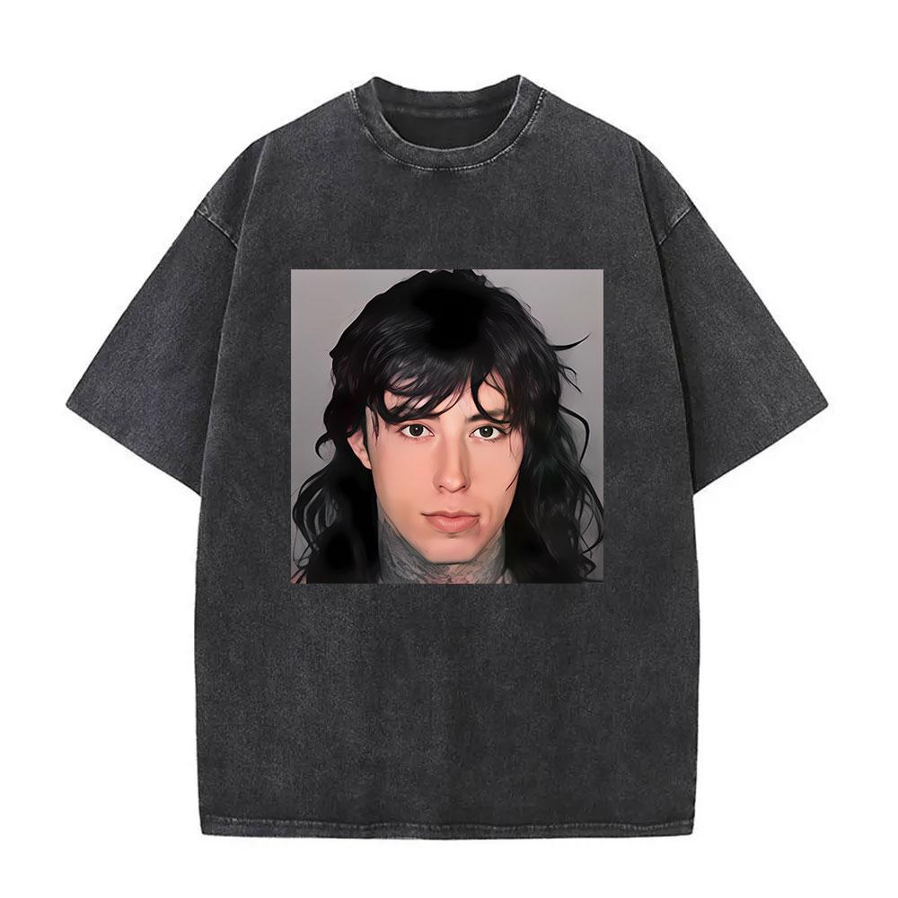 Washed Vintage Rock Band Falling In Reverse Skeleton Print Tshirt Men Women Retro Gothic Punk Tshirts Cotton Oversized T Shirt