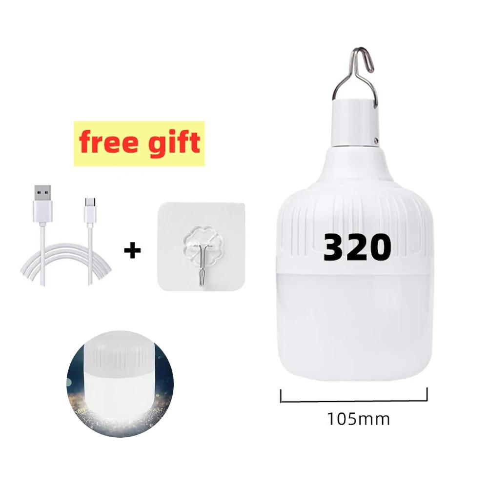 1-8pcs Portable LED Outdoor Camping Lights USB Rechargeable Lamp Hook Emergency Bulb High Power Tents Lantern Night Lights Bulb