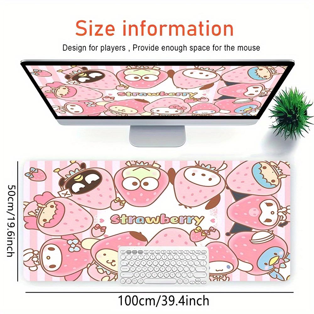 Strawberry Characters Themed XXL Mouse Pad - Non-slip Rubber Desk Mat for Gaming and Office Use, Multi-Function Keyboard  0826064a
