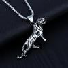2023 Trendy Titanium Steel Dragon Pendant Necklace - European & American Style Men's Punk Retro Flame Design