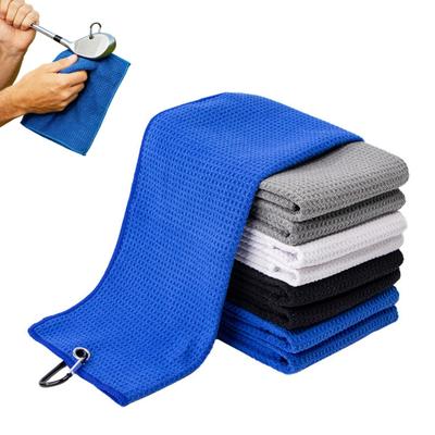 Golftuch mit Karabiner Saugfähiges Mikrofaser-Handtuch Waffelstruktur-Golf-Lappen mit Clip für Trolley, Schläger oder Tasche Golfzubehör Reinigung