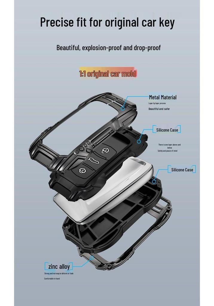 Geely Emgrand & Xingrui TPU Metal Key Case - Full Coverage, Wear-resistant Protective Shell