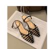Fashion French Retro Pointed Toe Hollow Out Middle Heel Baotou Fashion Sandalias De Mujer Casual Roman High Heels Luxury Women Shoes