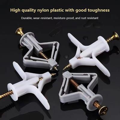 50Pcs/Bag Plastic Hollow-Wall Anchors Drywall Anchor Kit Expansion Pipe Self Drilling Screws Hollow Wall Expansion Screw