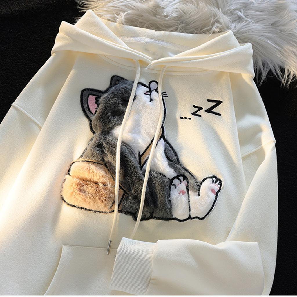 Ladies Fashion Casual Long Sleeve Round Neck Hoodie Pullover Top With  Pockets