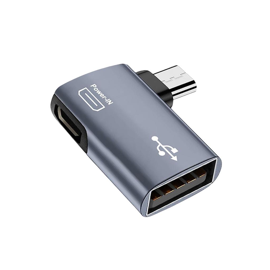 2-in-1 Power-in o USB to USB OTG Cable Adapter 90 Degree Right/Left Angled Host Converters for Keyboards