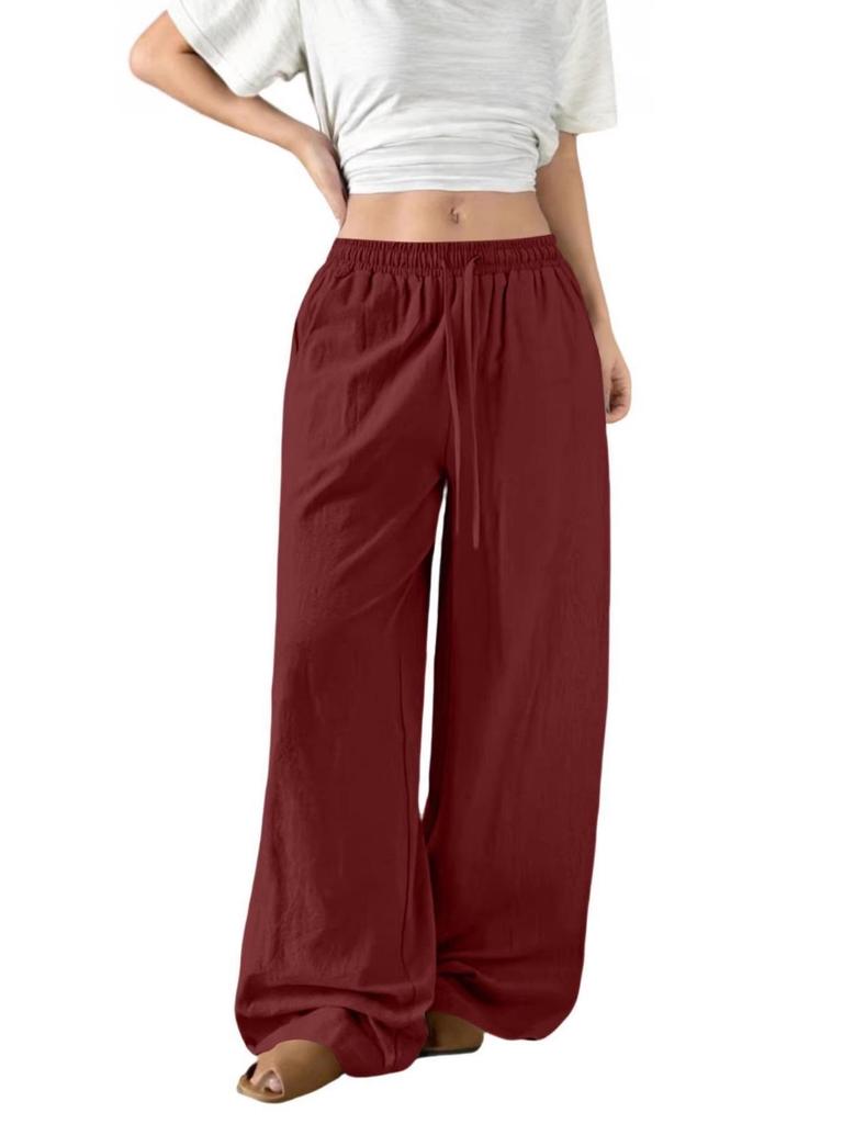 Women's High-Waist Loose Wide-Leg Drawstring Pants - Spring & Autumn