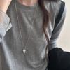 Korean Style Heart Totem Pointed Toe Necklace: Unique Niche Design, Fashionable Clavicle Chain for Women.