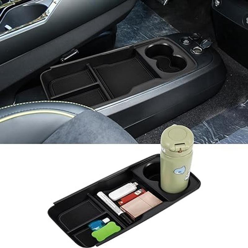 For Kia EV6   2024 Center Console Storage Box Lower Tray Armrest Storage Box Cup Holder