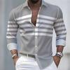 Spring/Autumn New Arrival Men's Striped Long-Sleeve Shirt - European and American Style Casual Lapel Slim Fit