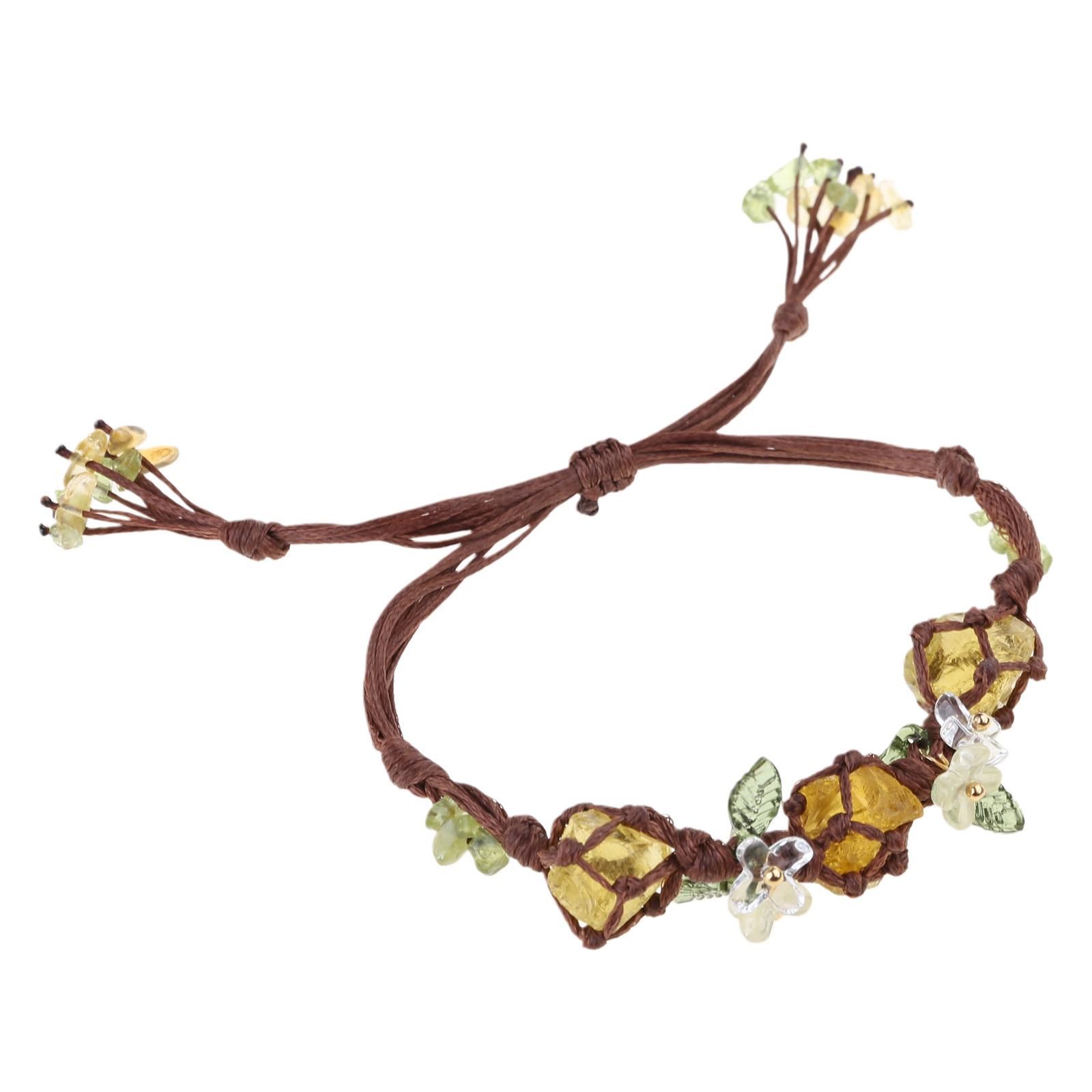 

Богемский плетеный браслет с кристаллами флюорита, ручной работы, энергетическое исцеление, унисекс, модный аксессуар