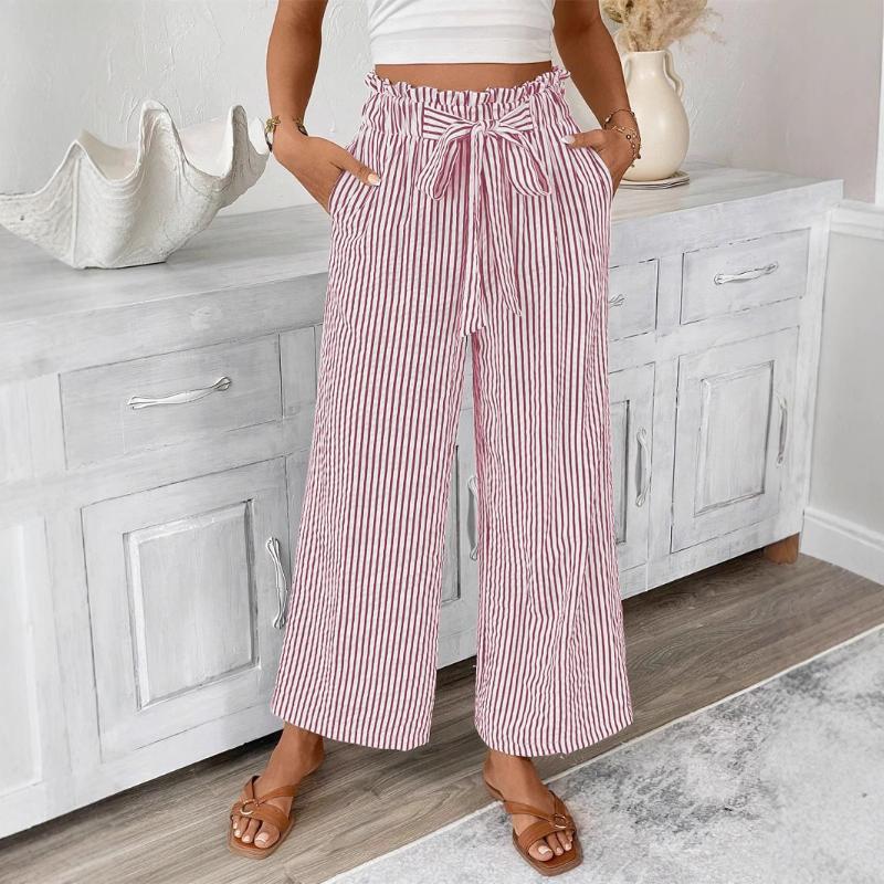 2025 New Autumn Women's Striped Casual Elegant Straight Pants