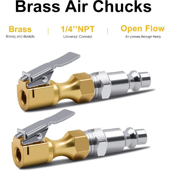 SAFELIFE Brass Air Chuck Closed Flow Tire Chuck Heavy Duty Lock On Tire Inflator Chuck With Clip