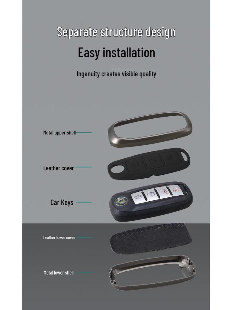Dongfeng Venucia D60/T60EV/T70/T90 Car Key Case with Remote Control Metal Shell for Men & Women