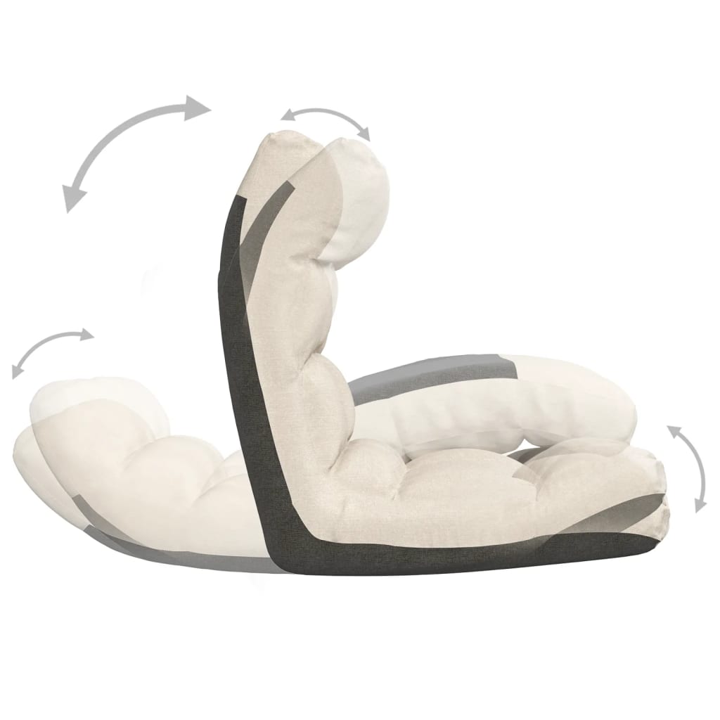 Floor Chair Foldable Cream Fabric
