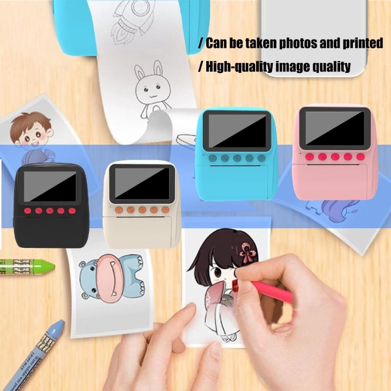 Instantly Print Camera For Kids With 32GB Card Coloring Pen 1080P Retro Design For Ages 3-12 Durability& Safe Materials
