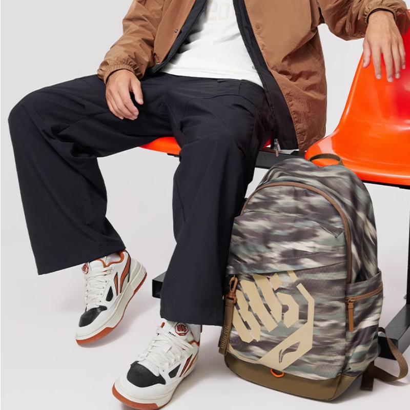 Li Ning Polyester Backpack Regular Unisex Camouflage All Over Print ABSU205-4