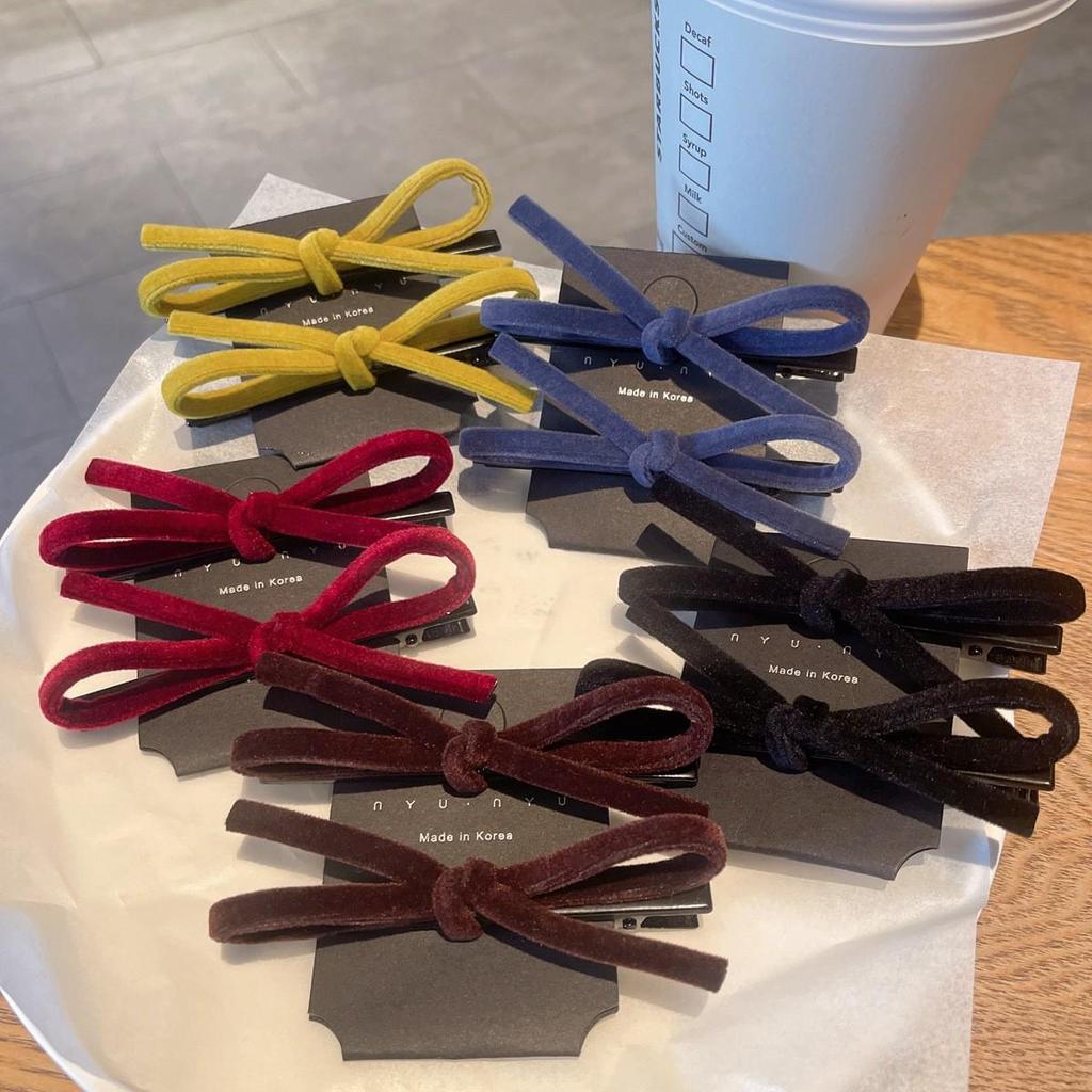 Korean Style Autumn/Winter 2025 Solid Color Bow Hair Clip for Bangs & Ponytails