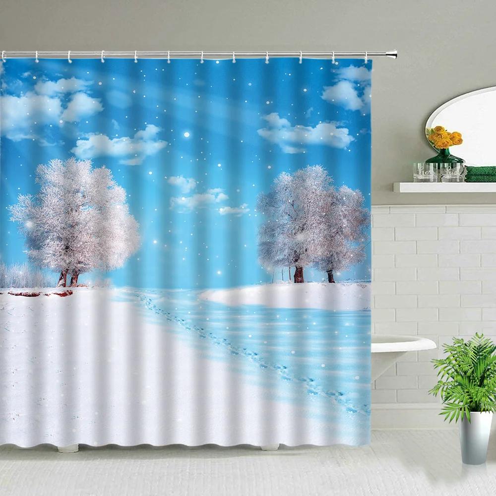 Dream Arch Door Forest Scenery Shower Curtains Ocean Beach Green Leaf Lavender Hot Air Balloon Wolf Bathroom Screen Bath Curtain