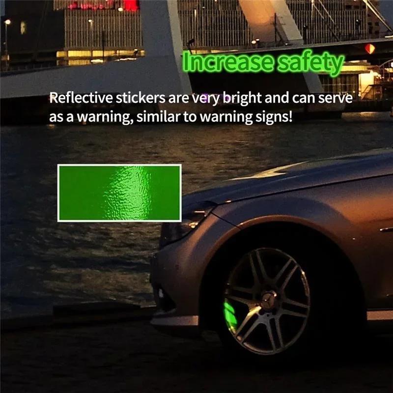 6Pcs/set Car Sticker Car Wheel Rim Reflective Sticker Decorative Stickers Warning Stickers Car Accessories