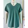 Spring Summer New Women's V Neck Solid Color Loose Short Sleeve T-shirt Top for Leisure New style Leisure Trade