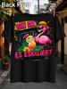 Bin Da Kann Losgehen Es Eskaliert Eh Wieder Quote With Flamingo Cocktail Hibiscus And Colorful Unisex All TShirt