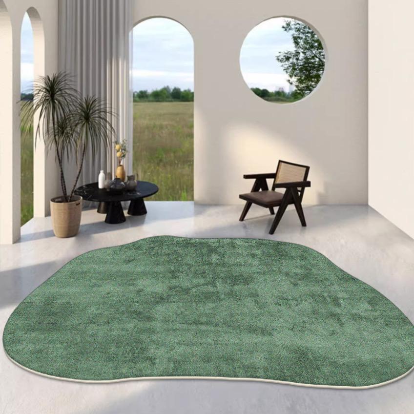 Green Irregular Carpets for Living Room Easy Clean Bedroom Decor Bedside Anti-slip Floor Mat Home Porch Hall Washable Soft Rugs