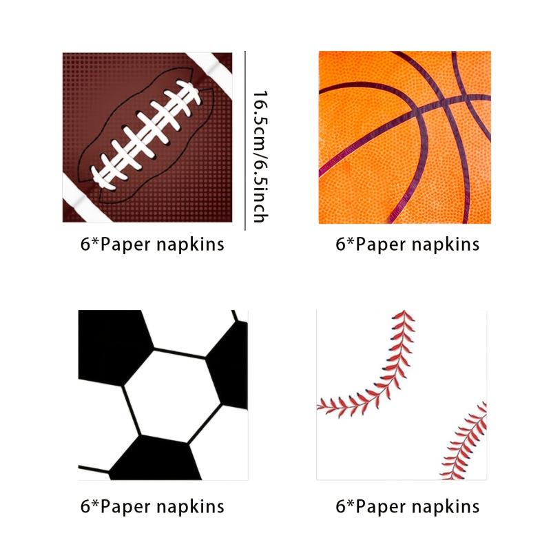 In-Stock Mixed Sports Party Decorations: Football, Basketball, Rugby Paper Plates & Tablecloths