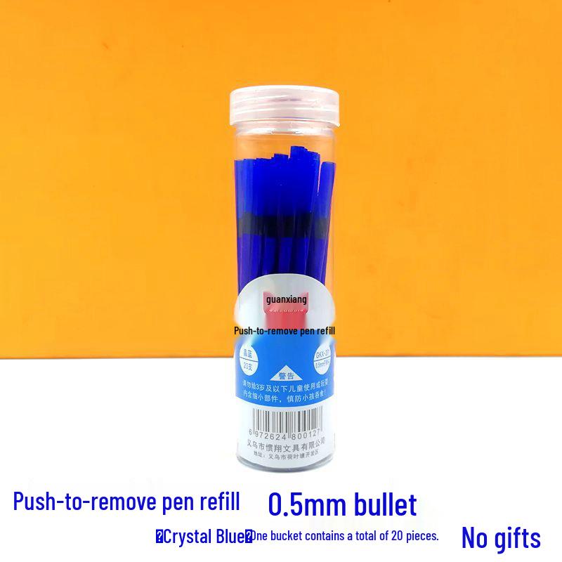 Press To Advance Friction Erasable Gel Pen Refill, 0.5mm Bullet Tip, Crystal Blue Black