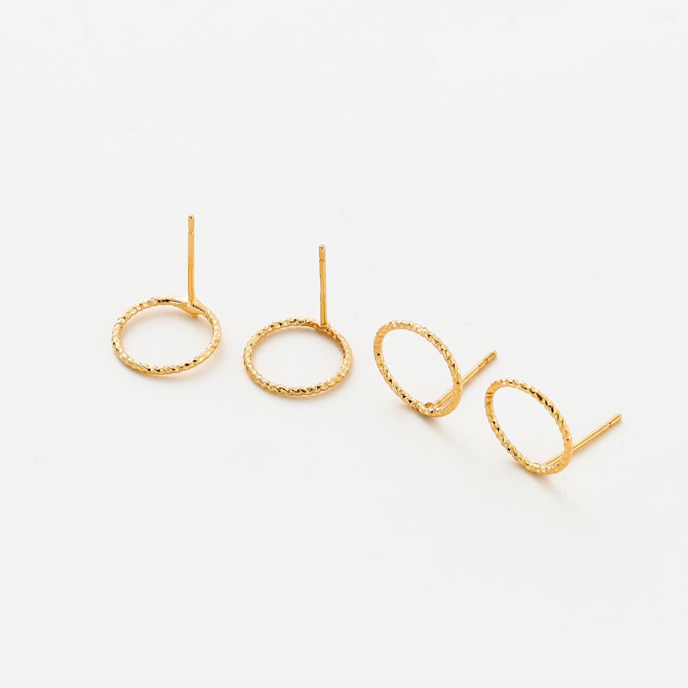 10pcs/lot 12MM 14K 18K Gold Plated Brass Round Stud Earrings High Quality Jewelry Making Supplies Diy Accessories