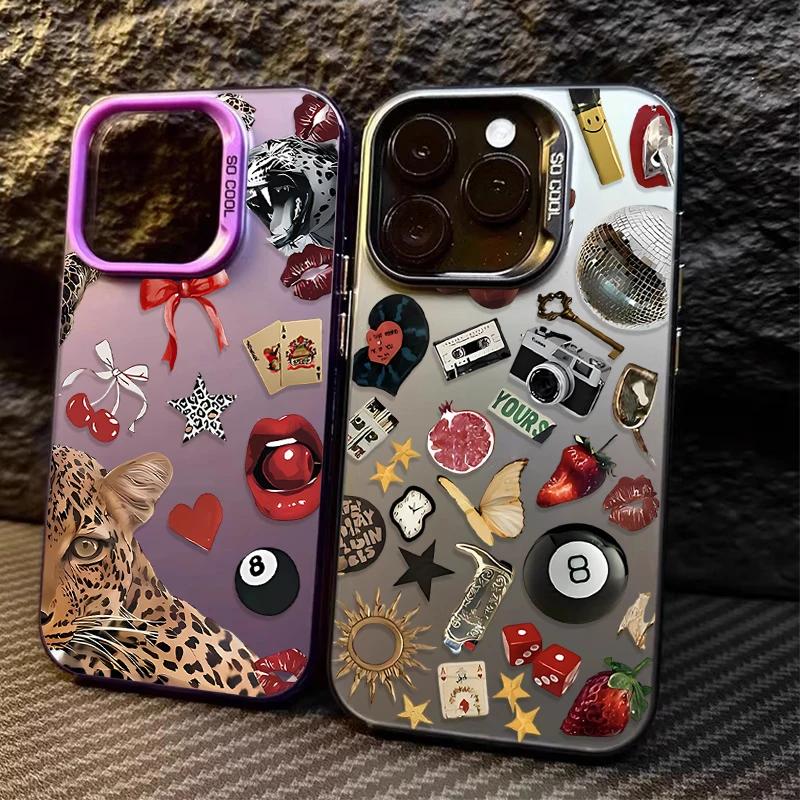 Fashionable Leopard Cherry Shockproof Funda Phone Case For iPhone 17 16 15 13 12 11 ProMax Pro Plus Protective Coque Phone Case
