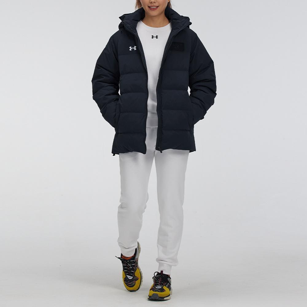 (WMNS) Under Armour Logo Trainings Daunenjacke mit Kapuze 'Schwarz Weiß' Damen 21600801-001