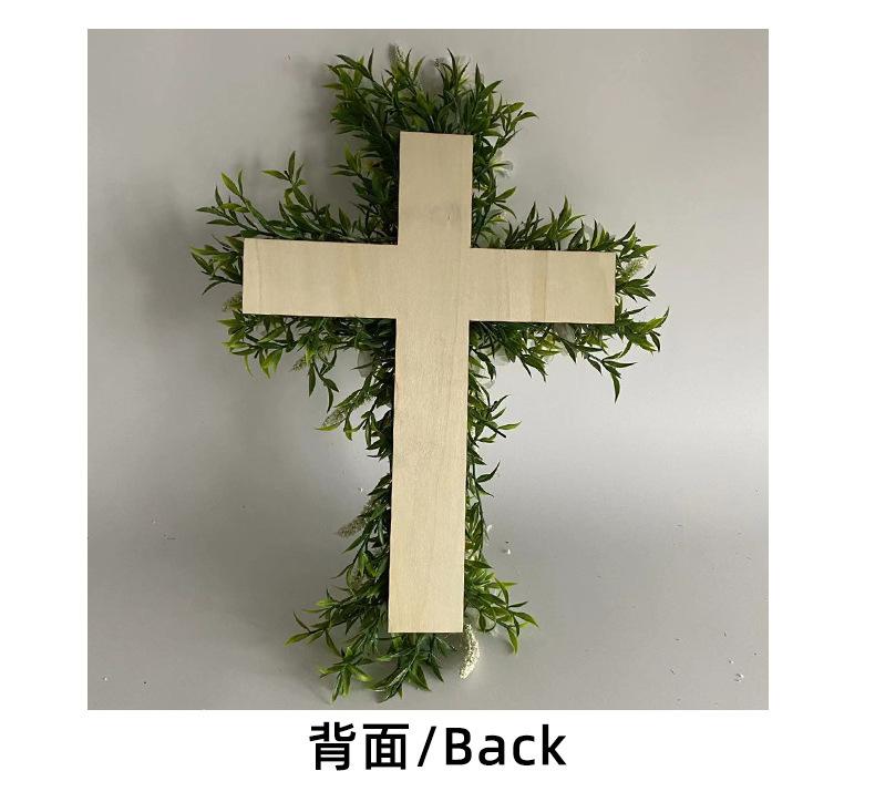Easter Cross Wreath, Cross Ornament For Holiday Window Display Hanging Decoration