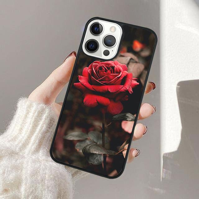 Bright Red Rose Flowers Phone Case For iPhone 17 Air 13 12 14 15 16  Cover For Apple 11 Pro Max Plus Coque