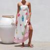 European and American Women's Clothing Casual Vacation Style Printing Suspender High Waist Pendulum Dress Women