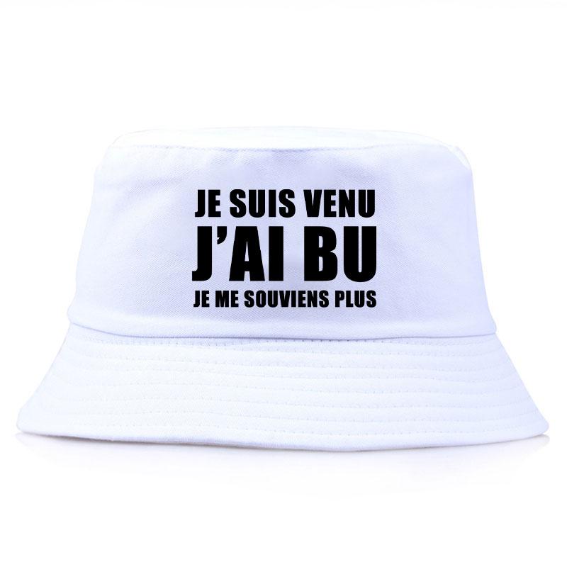Trendy Je Suis Venu J'ai Bu Je Me Souviens Plus Print Reversible Bucket Hat Adult Summer Sun Beach Fisherman Cap Boy Visor Cap