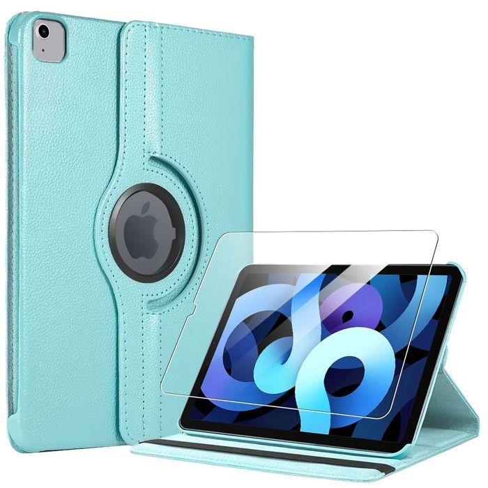 Coque + Verre Trempé - BOOLING - iPad Air 4/5 10,9 Pouces - Protection Rotatif 360° - Bleu - Cuir Synthétique