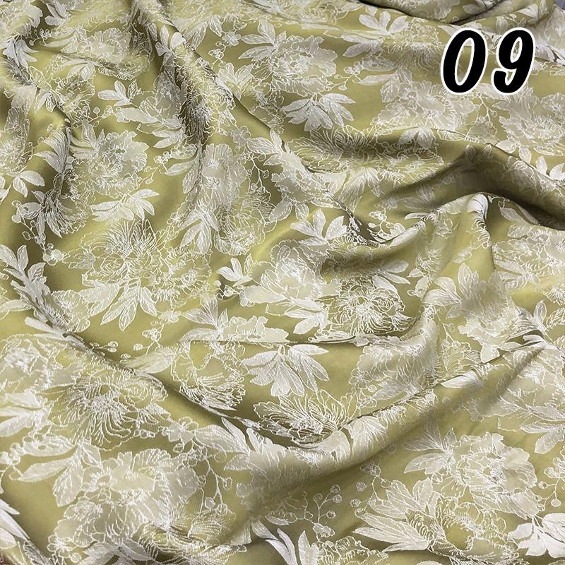 Two-color Embossed Peony Pattern Cheongsam Cloth Imitation Silk Skin Friendly Jacquard Fabric for Sewing Chinoiserie Hanfu Skirt
