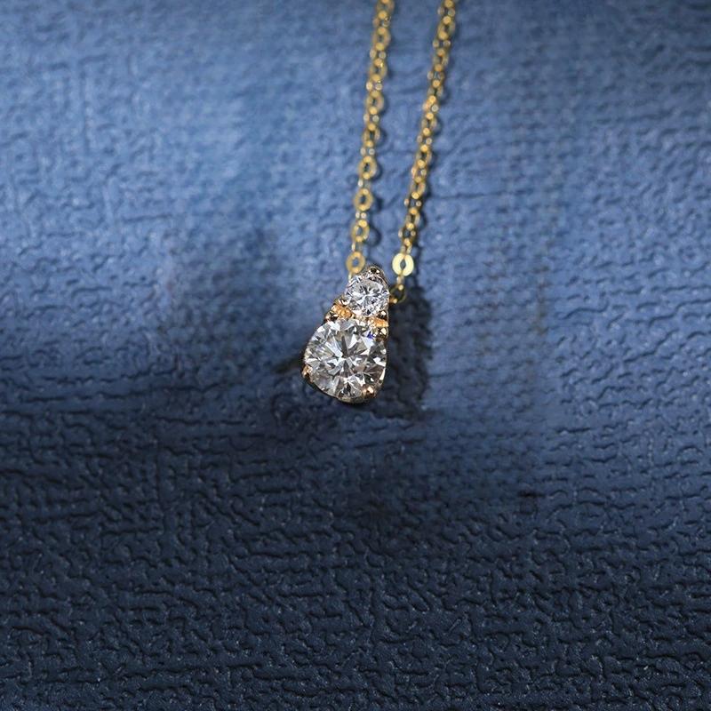 N835-S925 Sterling Silver 18K Gold-plated Teardrop-shaped Pendant Zircon Fashion Necklace Collarbone Chain