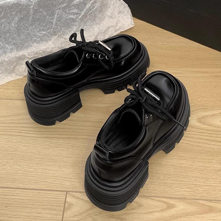 

Модный тренд черные туфли на толстом каблуке и платформе в британском стиле женские кожаные туфли 2025 года новые универсальные туфли Мэри Джейн для весны и осени 39 чёрный