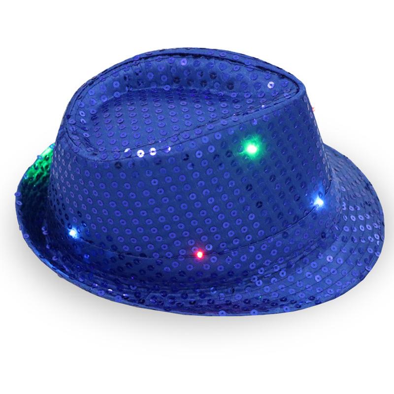 Led Light Up Jazz Hat Cowboy Hat Stage Performance Party Accessory With Replaceable Battery And Long Working Time