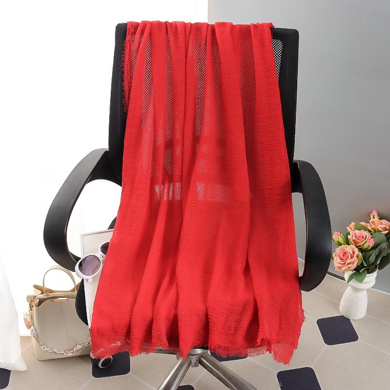 Sciarpa grande da donna in cotone e lino di colore puro: Foulard musulmano primaverile/estivo, telo mare, scialle con protezione solare
