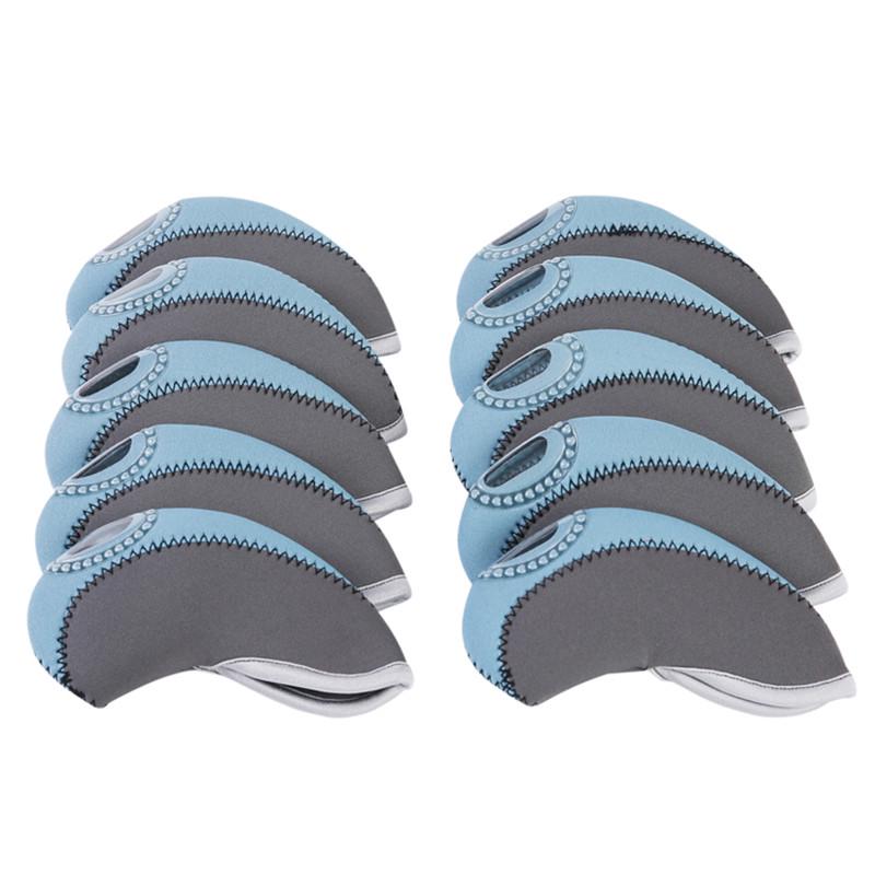 

10 шт. набор головных уборов для гольф-клуба, открытый водонепроницаемый защитный чехол Brassie Stick светло-синий