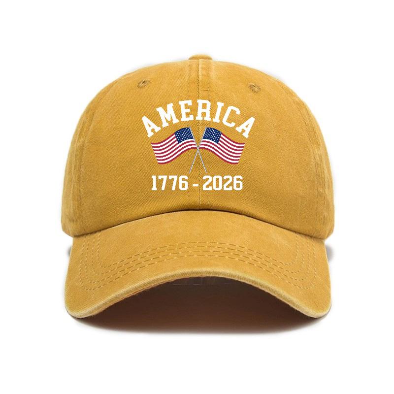 Washed And Distressed Printed Baseball Cap for Adults pc Versatile Trendy American Th Anniversary Printed Washed And D