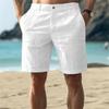 Men's Casual Cotton Linen Shorts with Elastic Drawstring Waist - Breathable Summer Streetwear