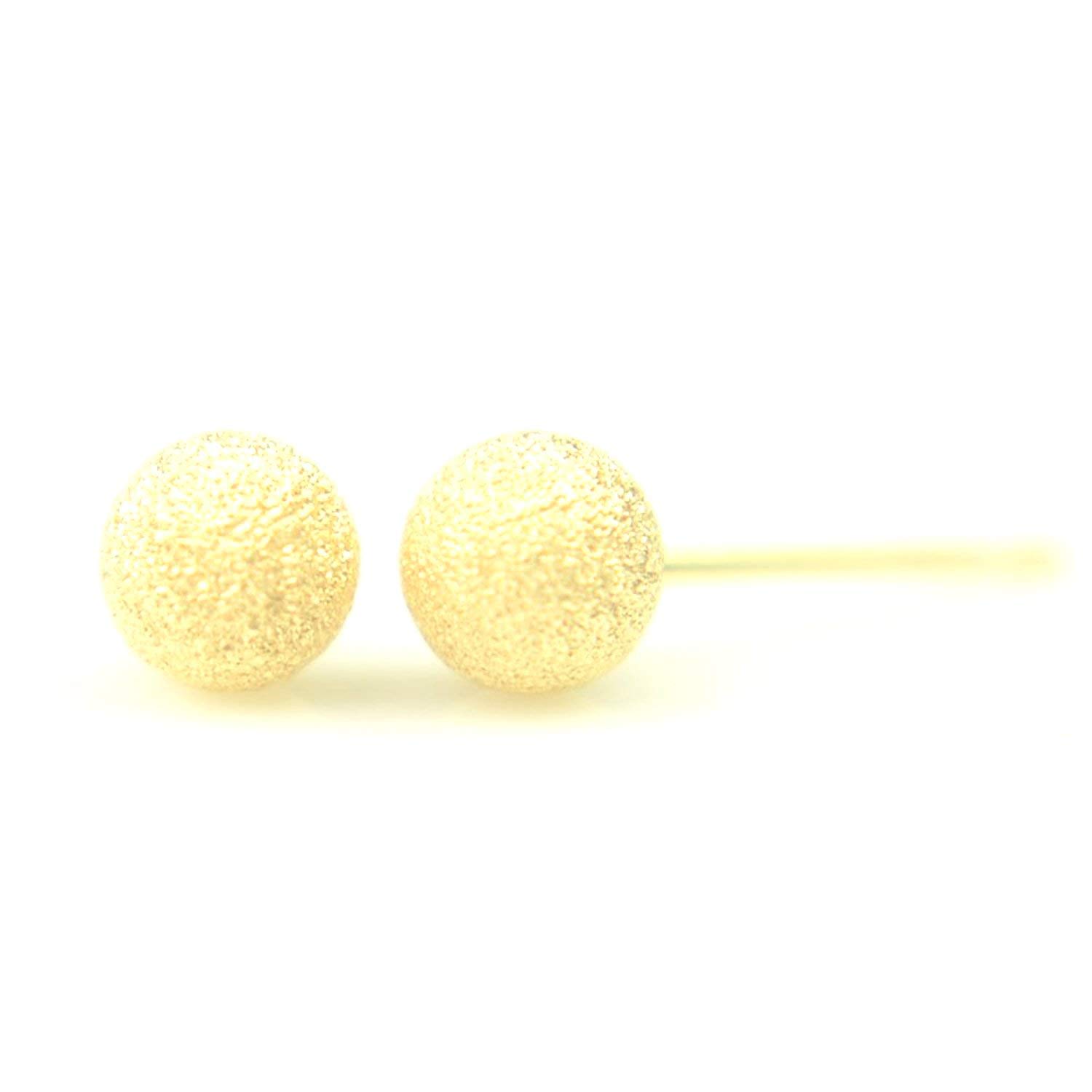 

K18 Yellow Gold Flash Ball Earrings 4mm 1 Pair for Both Ears Stardust Made in Japan Nickel Free Yokomountain (Fitted Back)