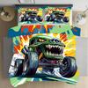 Monster Truck Bedding 135X200 Winter, Boys Car Duvet Cover 2Er Set With Pillowcase 75X50, Soft Microfiber Bedding With Zipper